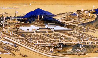 金光教御霊地鳥瞰図　吉田初三郎　作